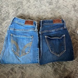 Two pairs of hollister high rise jeans